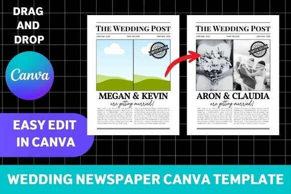 Download Wedding Newspaper Canva Template - Template Collection