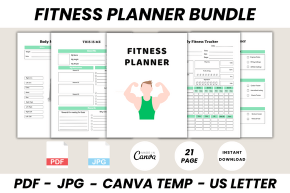 Download Fitness Planner Bundle Canva Template - Fitness Collection