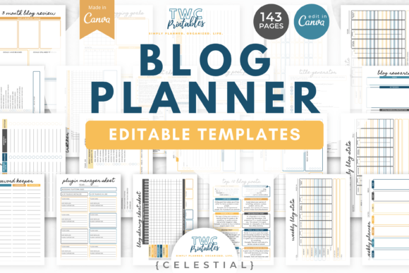 Download Blog Planner Canva Templates | CELESTIAL - Template Collection