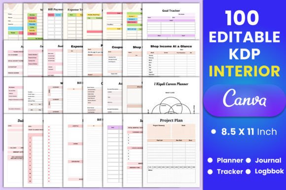 Download 100 Editable Canva KDP Interiors - Kdp interiors Collection