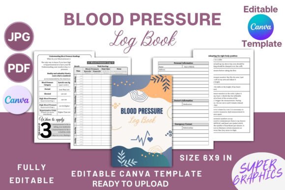 Download Blood Pressure Log Book - Canva Template - Template Collection