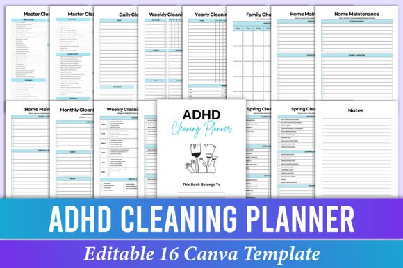 Download ADHD Cleaning Planner Canva Templates - Template Collection