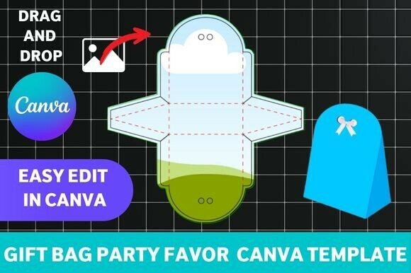 Download Gift Bag Party Favor Box Canva Template - Template Collection