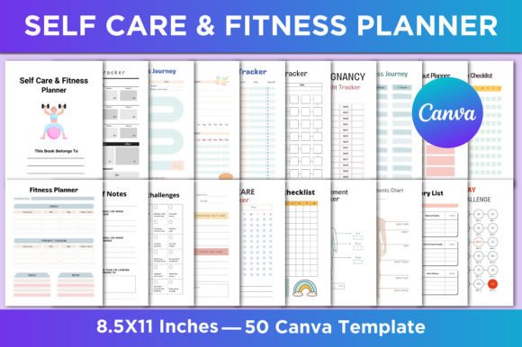Download Self Care &amp; Fitness Planner Canva - Fitness Collection