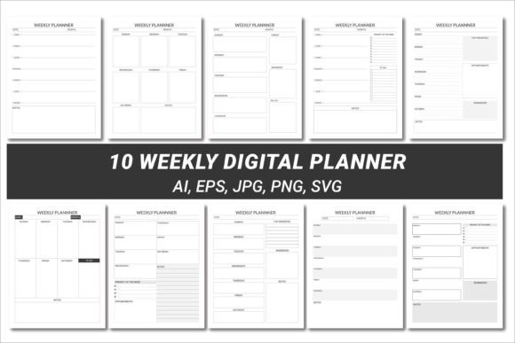 Download 10 Weekly Planner Editable KDP Interiors - Kdp interiors Collection