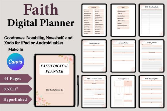 Download Faith Digital Planner Canva Templates - Template Collection