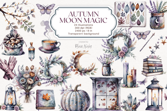Download Autumn Moon Magic, Mystical Fall Element - Moon Collection