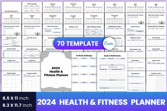 Download 2024 Health &amp; Fitness Planner Canva - Fitness Collection