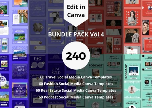 Download 240 Social Media Canva Templates Bundle - Template Collection