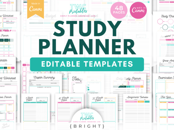 Download Study Planner Canva Templates | BRIGHT - Template Collection