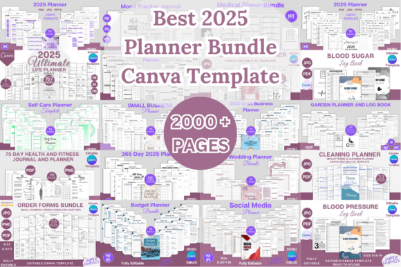 Download Best 2025 Planner Canva Template Bundle - Template Collection