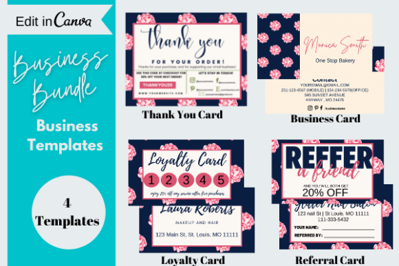 Download Small Business Card Bundle, Canva Templates - Template Collection