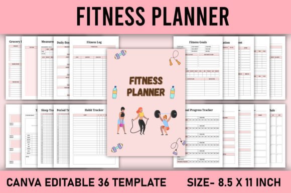 Download Fitness Planner Canva Template KDP - Fitness Collection