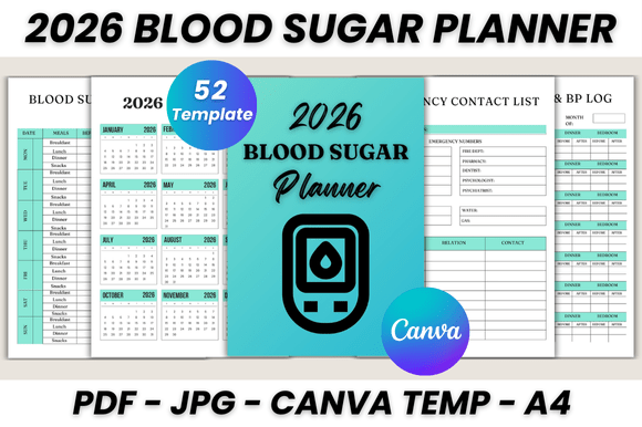 Download 2026 Blood Sugar Planner Canva Template - Template Collection