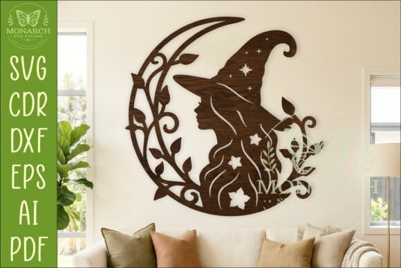 Download Forest Witch Crescent Moon SVG, Laser - Moon Collection