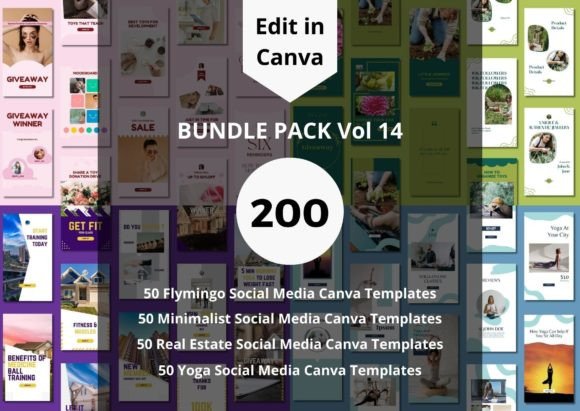 Download 200 Social Media Canva Templates Bundles - Template Collection