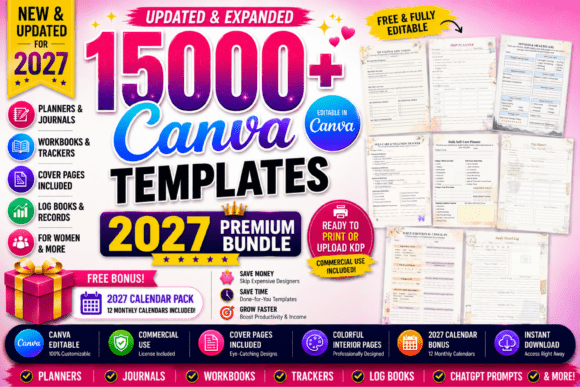 Download 15000+ Canva Templates | 2027 KDP Bundle - Template Collection