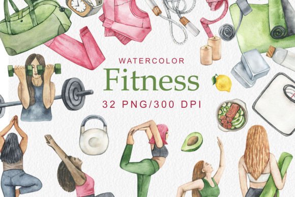 Download Watercolor Fitness Clipart PNG - Fitness Collection