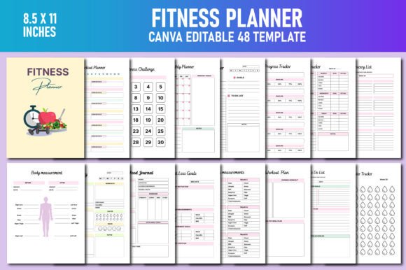 Download Fitness Planner Canva KDP - Fitness Collection