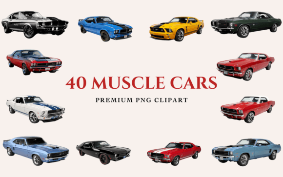 Download 40 Muscle Cars Premium PNG Clipart - Premium Collection