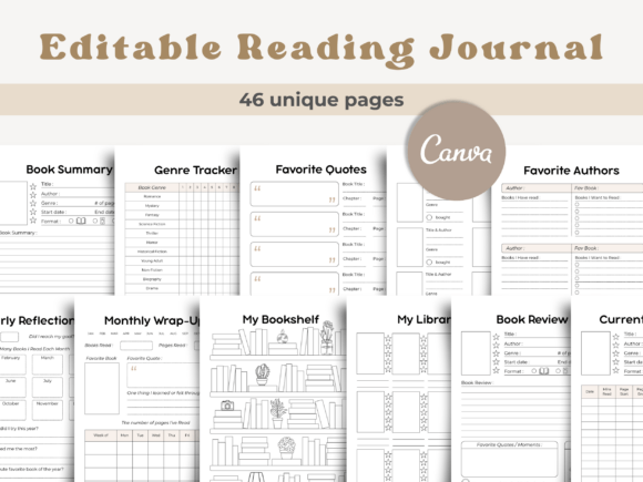 Download Canva Reading Journal Editable Template - Template Collection