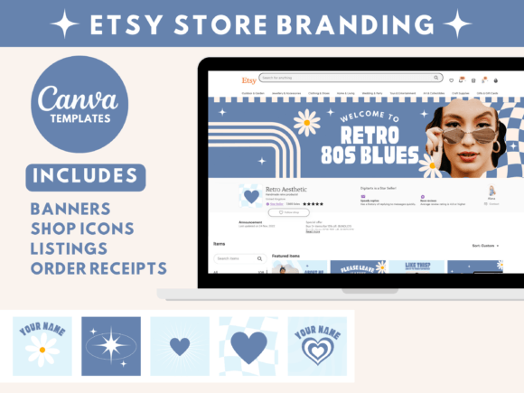 Download Blue Retro Etsy Store Banner Templates - Template Collection