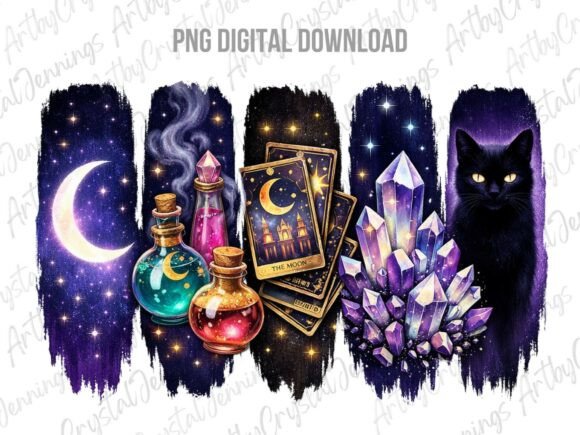 Download Black Cat Moon Witch Potions Tarot PNG - Moon Collection