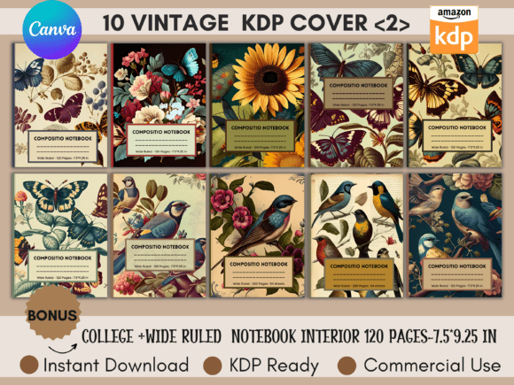Download 10 Editable KDP Covers Canva Templates - Template Collection