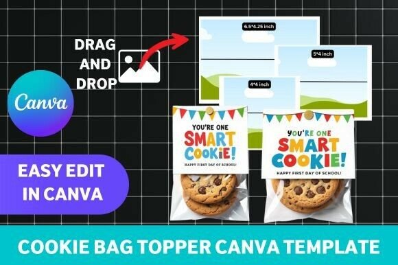 Download Cookie Bag Topper Canva Template 3 Size - Template Collection