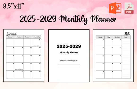 Download 2025-2029 Monthly Planner 5 Years - Monthly planner Collection