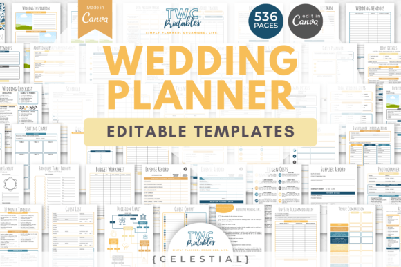 Download Wedding Planner Canva Templates | CELEST - Template Collection