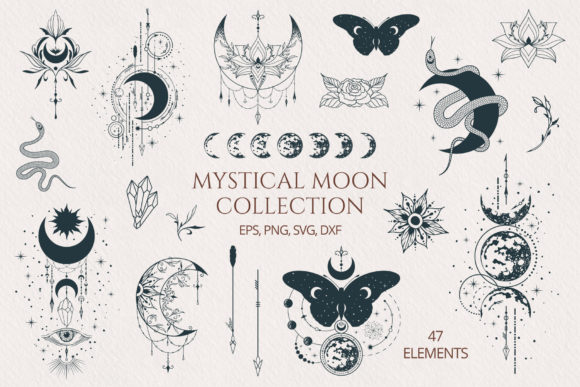 Download Hand Drawn Mystical Moon Collection - Moon Collection