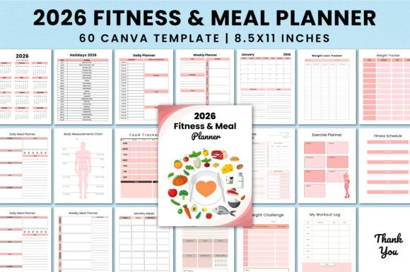 Download 2026 Fitness &amp; Meal Planner for KDP - Fitness Collection