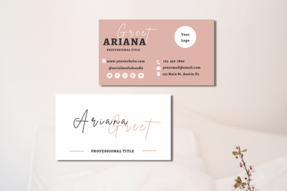 Download Pink and White Business Card Template - Template Collection