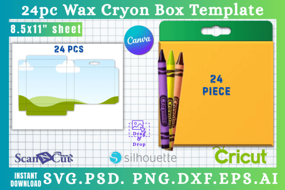 Download 24pc Wax Cryon Box SVG &amp; Canva Templates - Template Collection