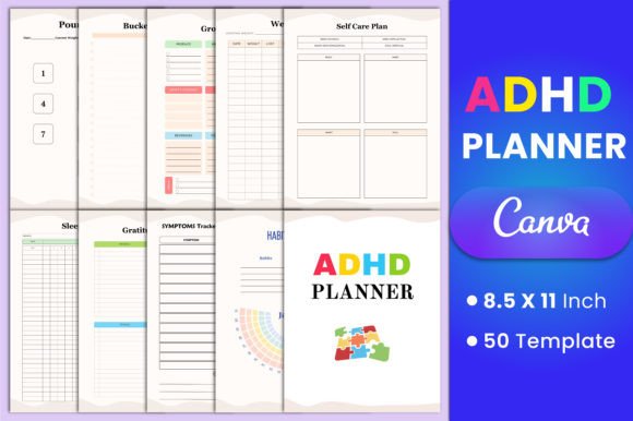 Download Editable ADHD Planner Canva Template - Template Collection