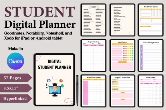 Download Digital Student Planner Canva Templates - Template Collection